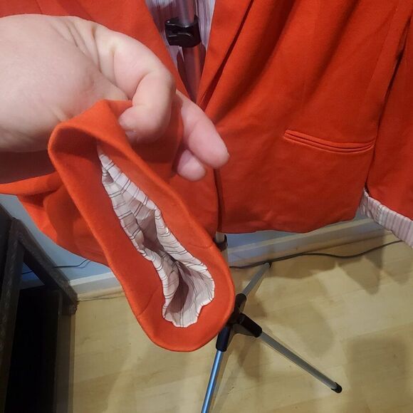 Grace Elements Sz 14 Orange Lined Blazer. Trendy, Professional, Cuffs - Picture 5 of 15